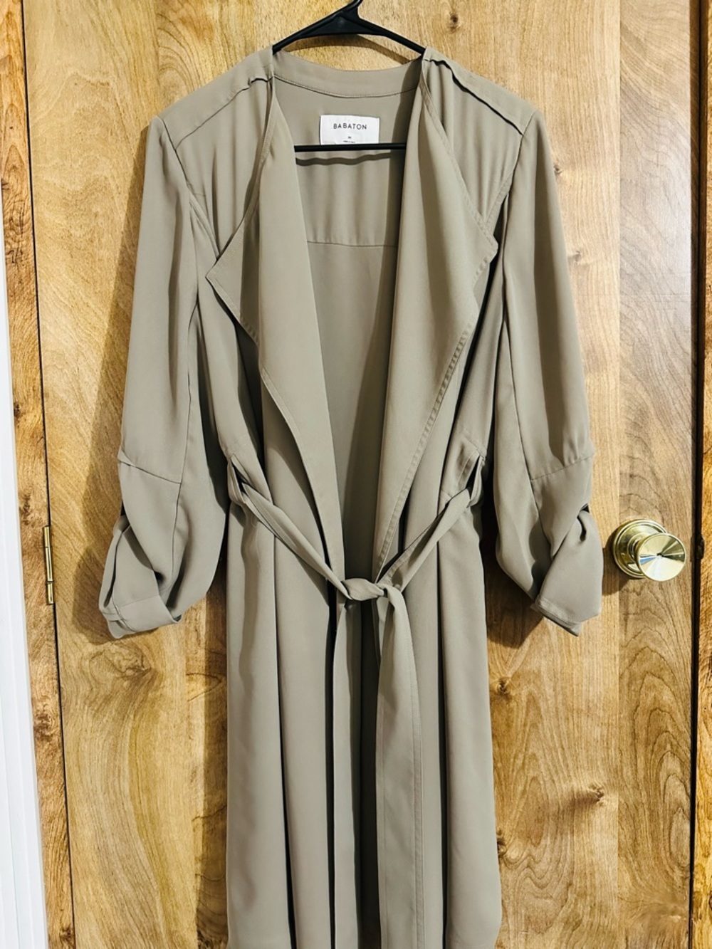 Babaton Taupe Long Sleeve Belted Trench Dress